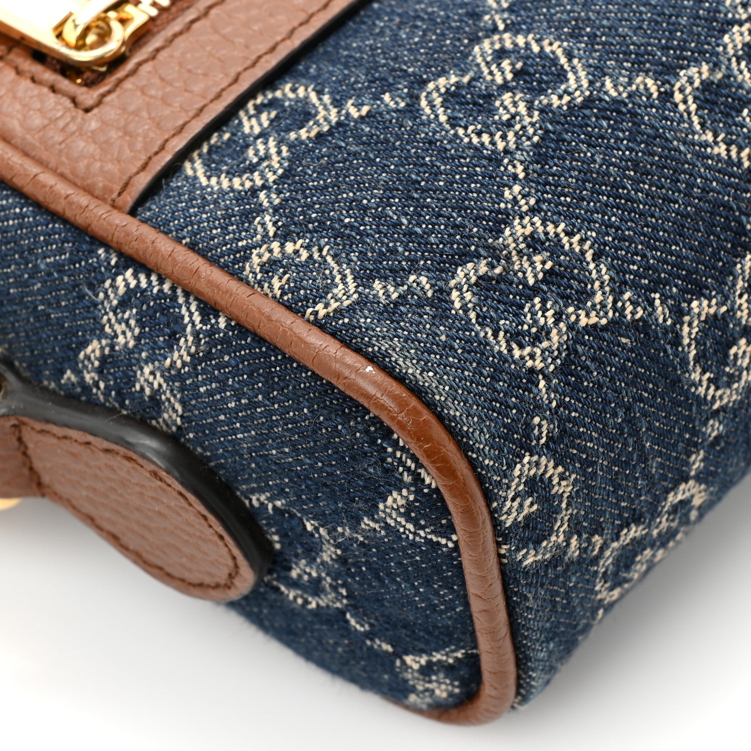 Gucci New Denim GG Monogram Dollar Calfskin Mini Ophidia Shoulder Bag Blue Tea Cuir Epilog 14 of 15