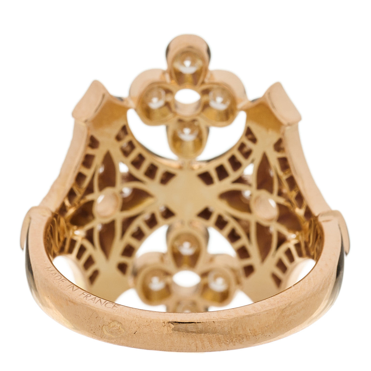 Louis Vuitton 18K Rose Gold Diamond Dentelle de Monogram Ring 50 5.5 4 of 5