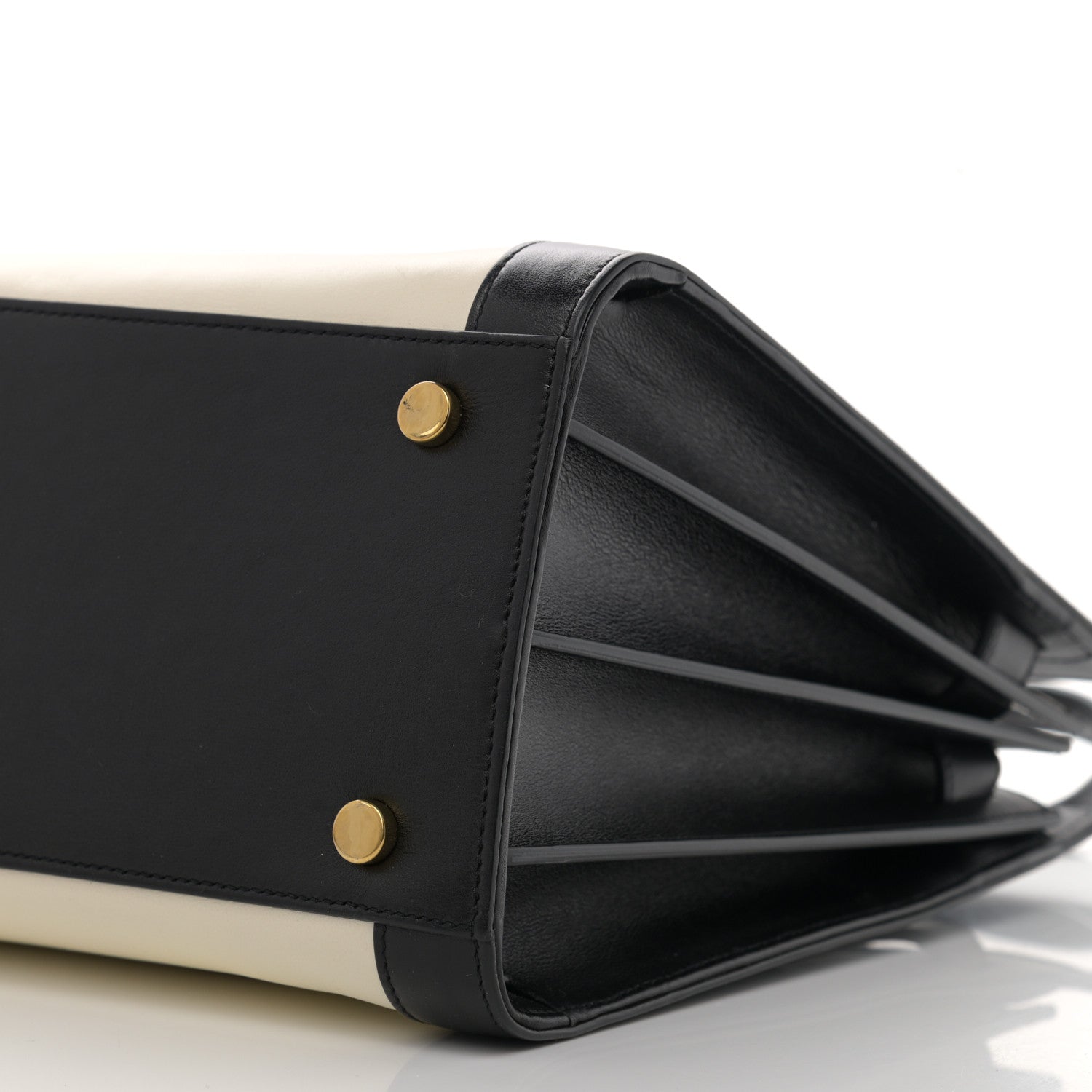 Saint Laurent Calfskin Bi-Color Small Sac De Jour White Black 10 of 12