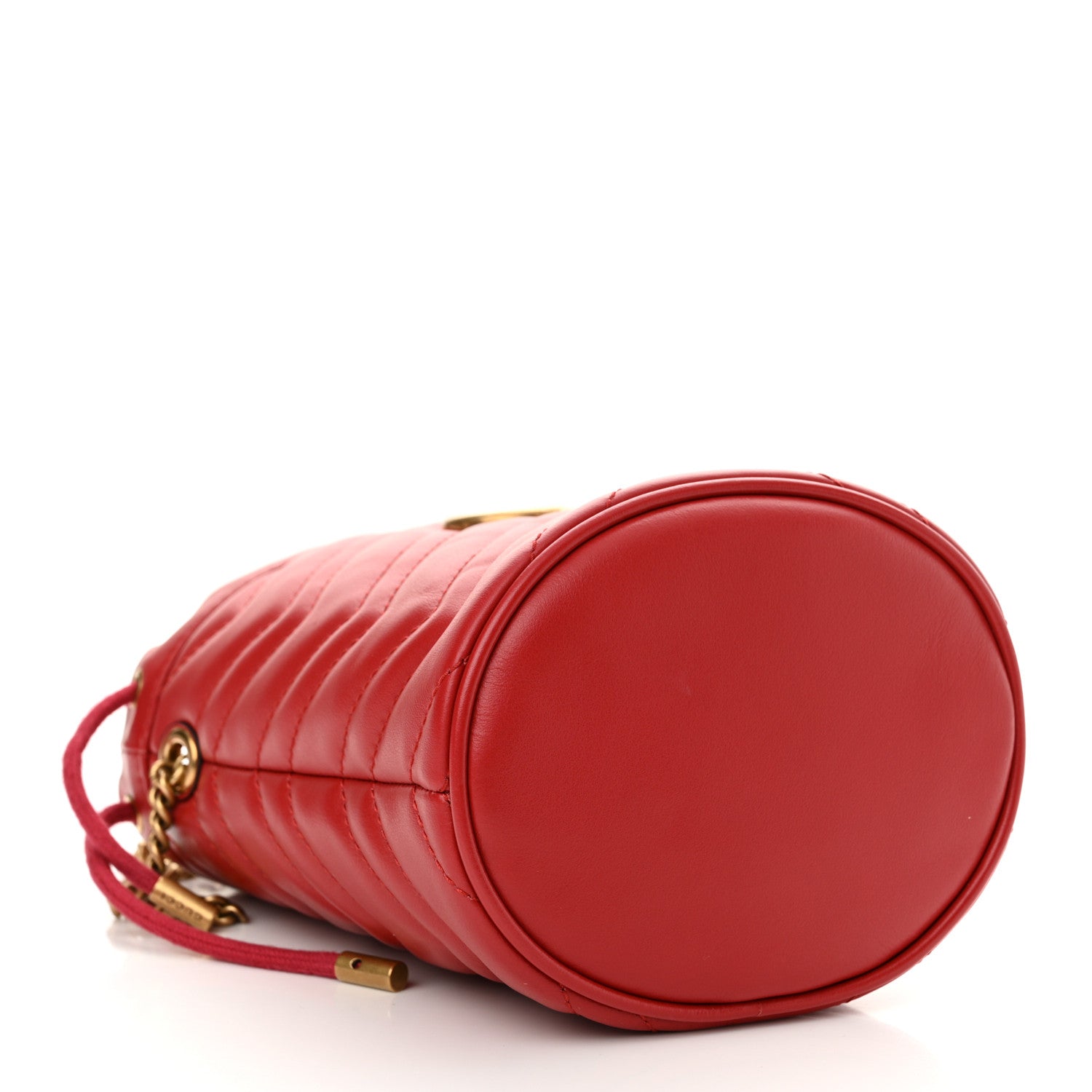 Gucci Calfskin Matelasse Mini GG Marmont 2.0 Bucket Bag Hibiscus Red 4 of 10