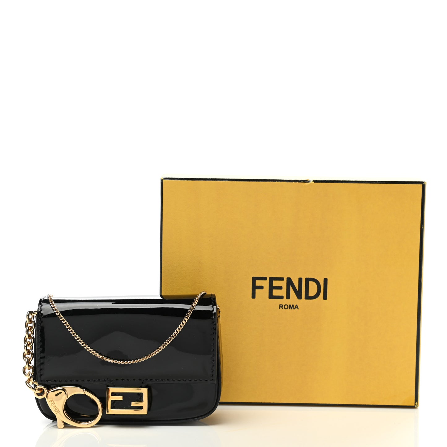 Vitello Vernice Mou Nano Baguette Belt Charm Black