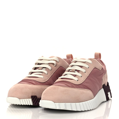 Hermes Parachute Fabric Suede Goatskin Bouncing Sneakers 41 Rose Rose Opaline 3 of 9