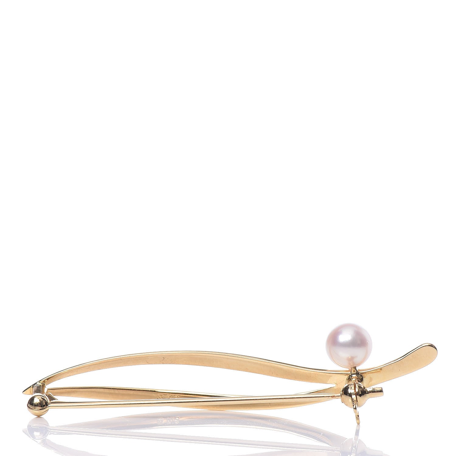 Mikimoto 18K Yellow Gold Akoya Pearl 6mm Brooch 3 of 5