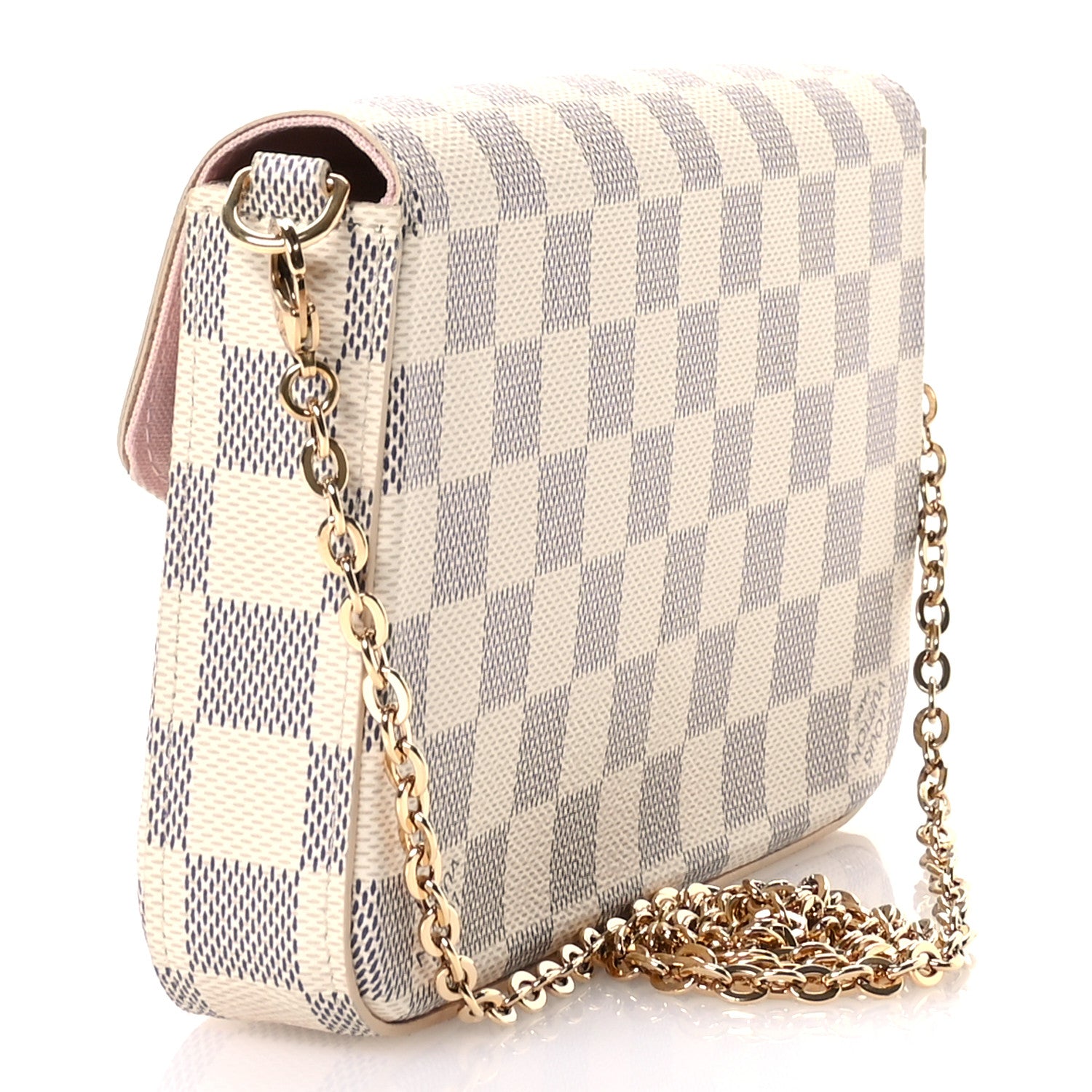 Louis Vuitton Damier Azur Pochette Felicie Chain Wallet Rose Ballerine 4 of 11