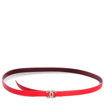 Chanel Reversible Leather CC Logo Skinny Belt 85 Red Burgundy 3 of 6