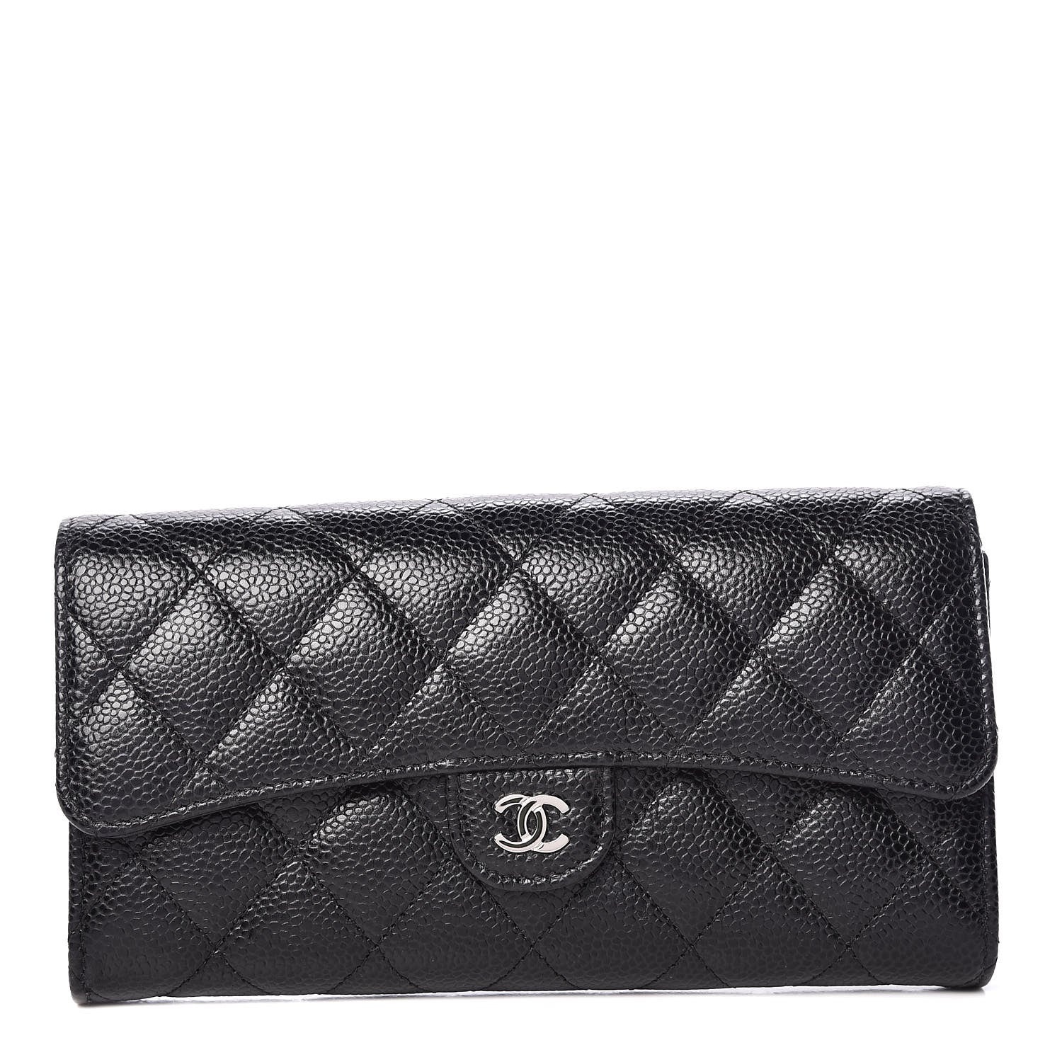 Chanel Caviar Quilted Large Gusset Flap Wallet Black 1 of 11