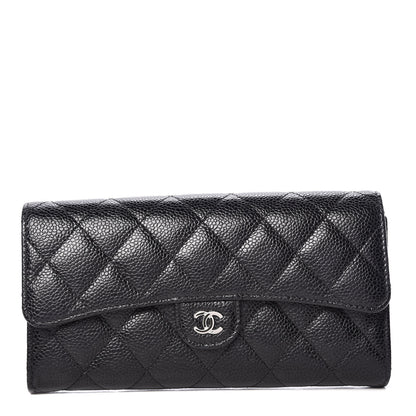 Chanel Caviar Quilted Large Gusset Flap Wallet Black 1 of 11