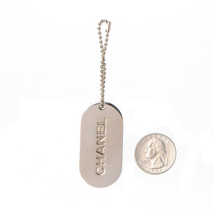 Chanel Stripe Dog Tag Key Ring Beige 2 of 2