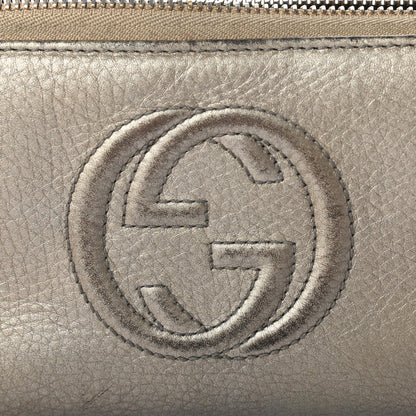 Gucci Metallic Pebbled Calfskin Soho Zip Around Wallet Golden Beige 8 of 13