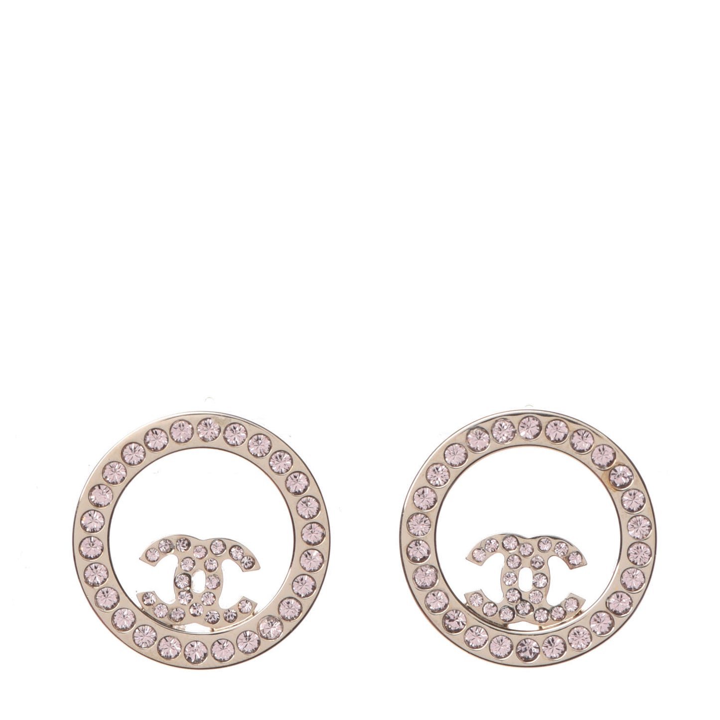 Crystal CC Earrings Pink Gold