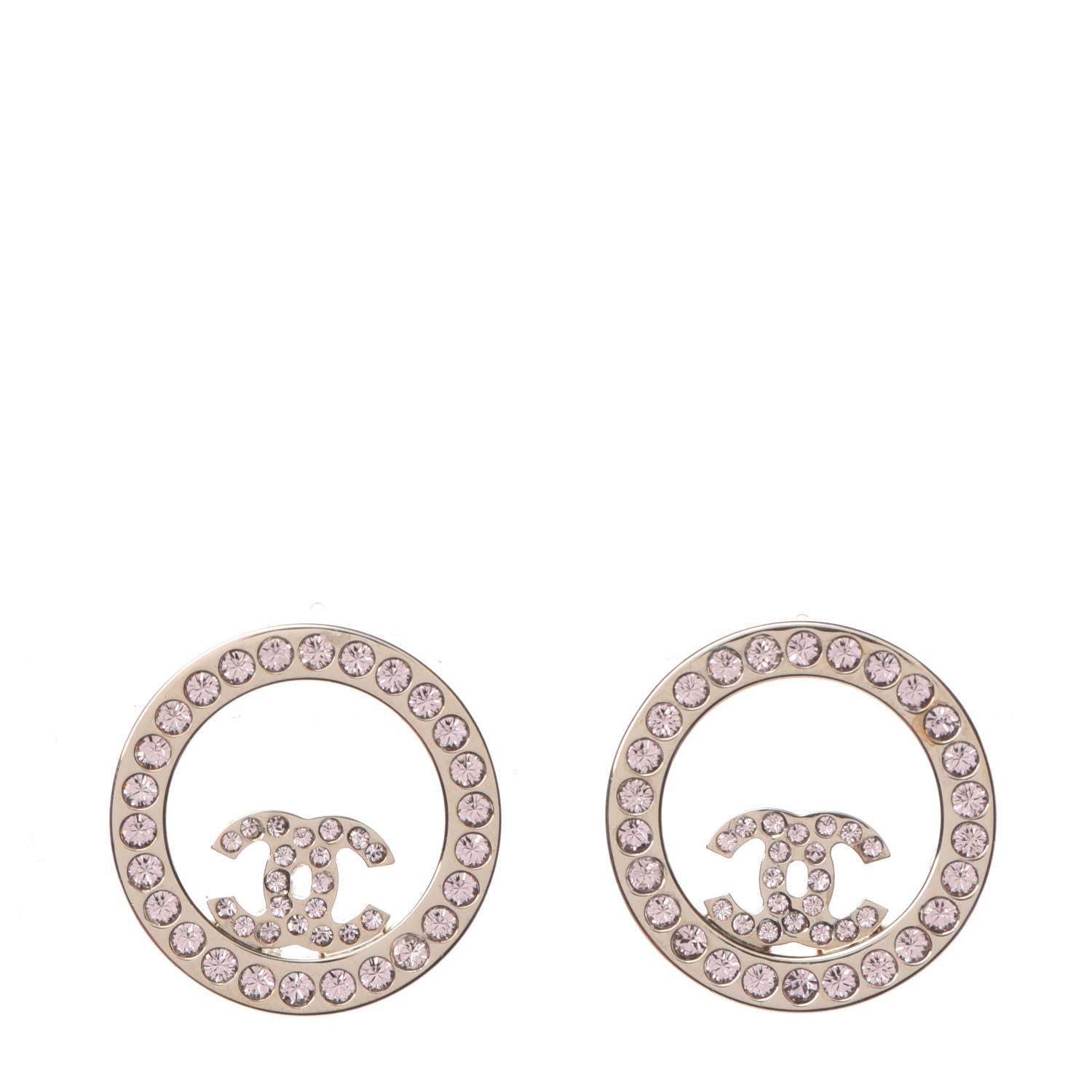 Chanel Crystal CC Earrings Pink Gold 1 of 5