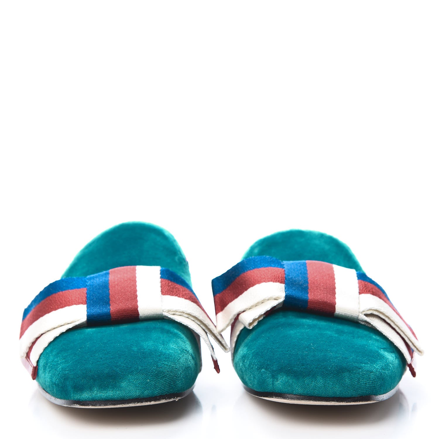 Gucci Softy Velvet Sylvie Bow Slippers 38 Pavone 2 of 11