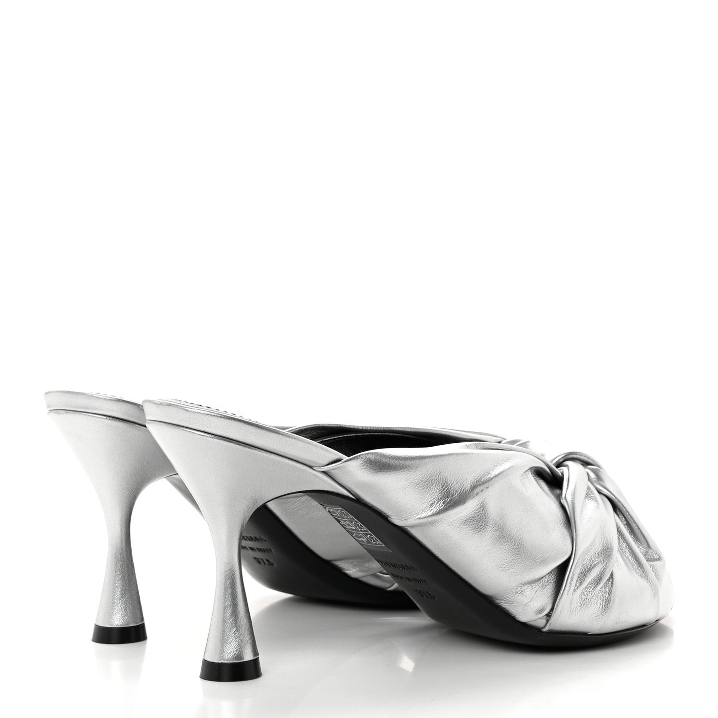Metallic Smooth Nappa Drapy 80mm Sandals 37.5 Silver