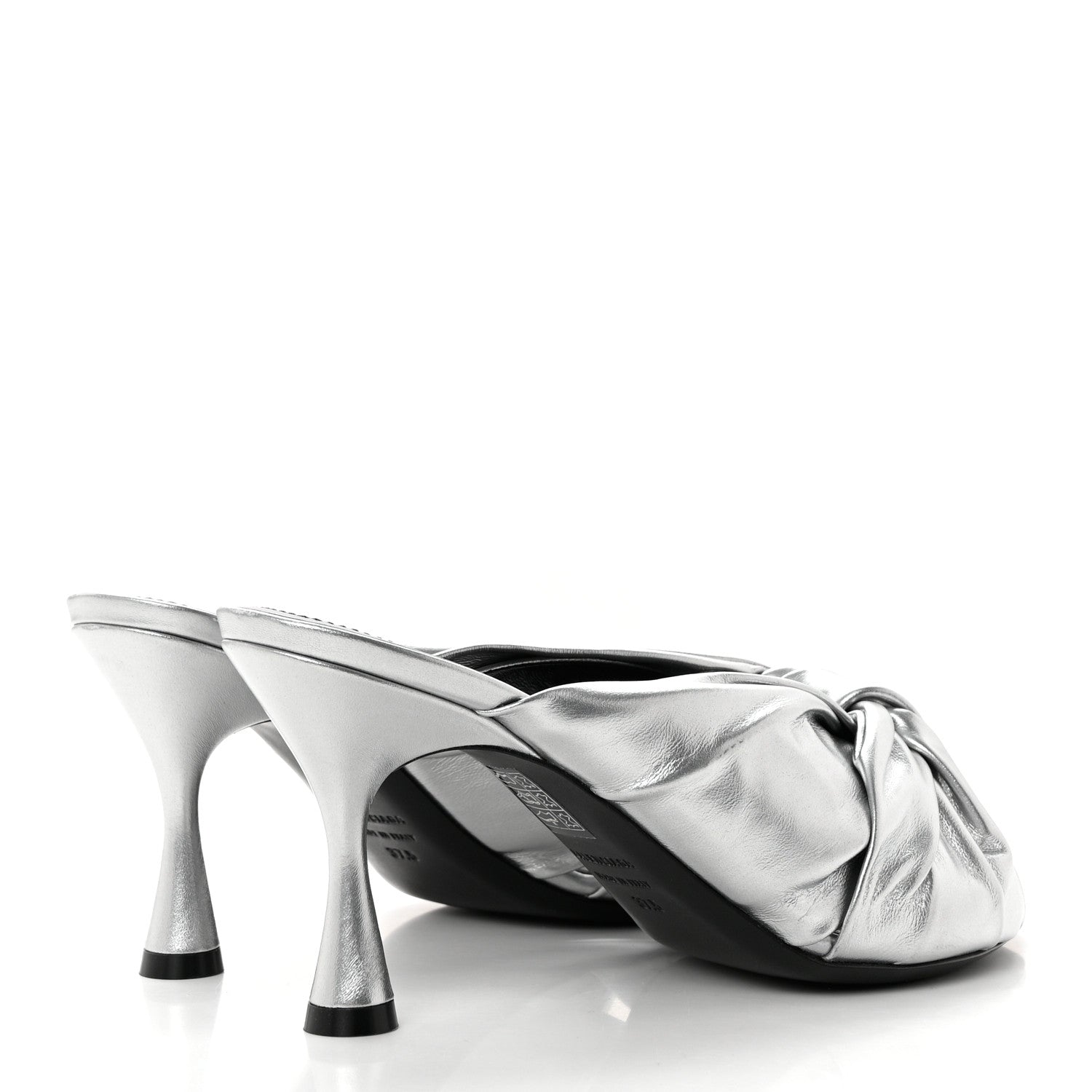 Balenciaga Metallic Smooth Nappa Drapy 80mm Sandals 37.5 Silver 4 of 9