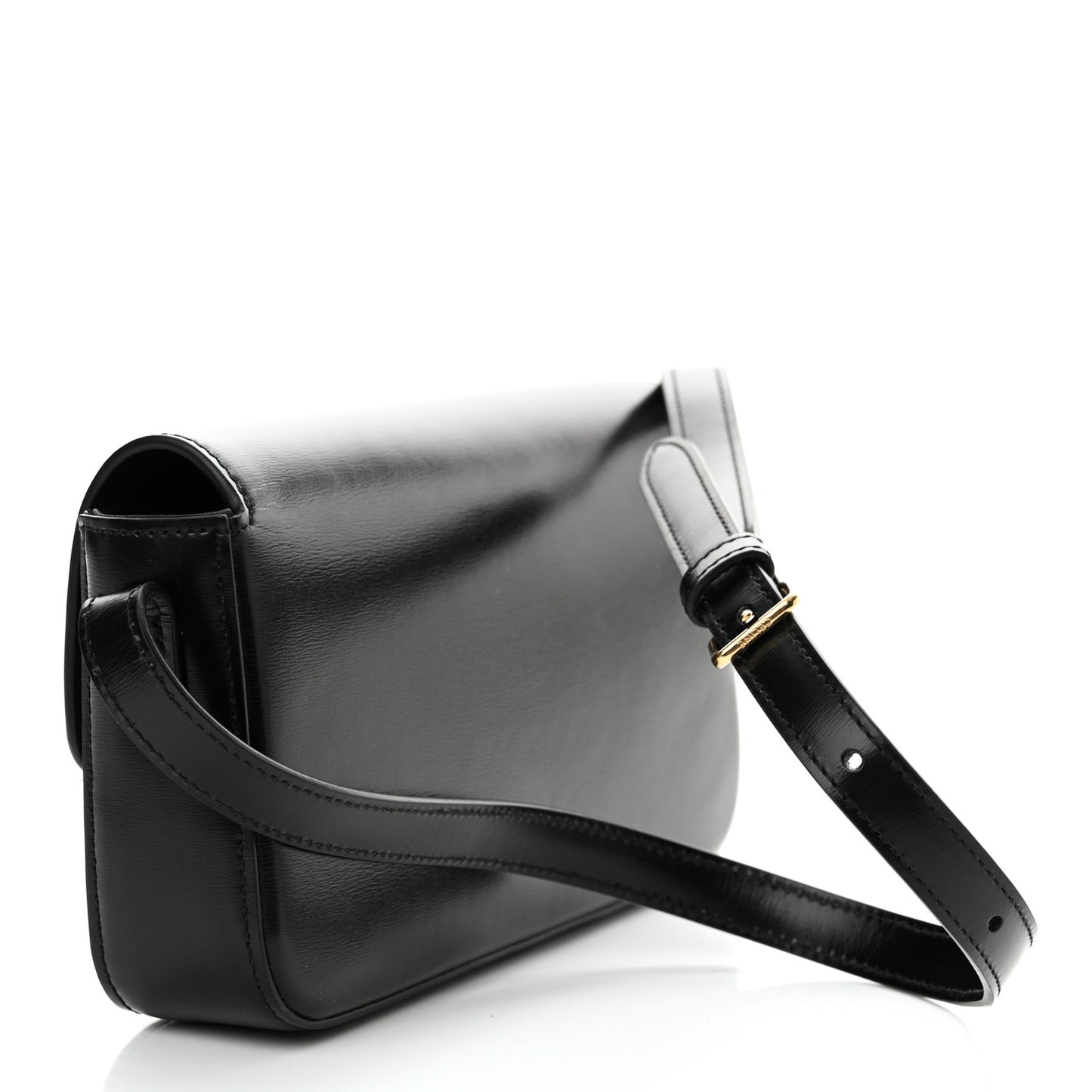 Shiny Calfskin Triomphe Shoulder Bag Black
