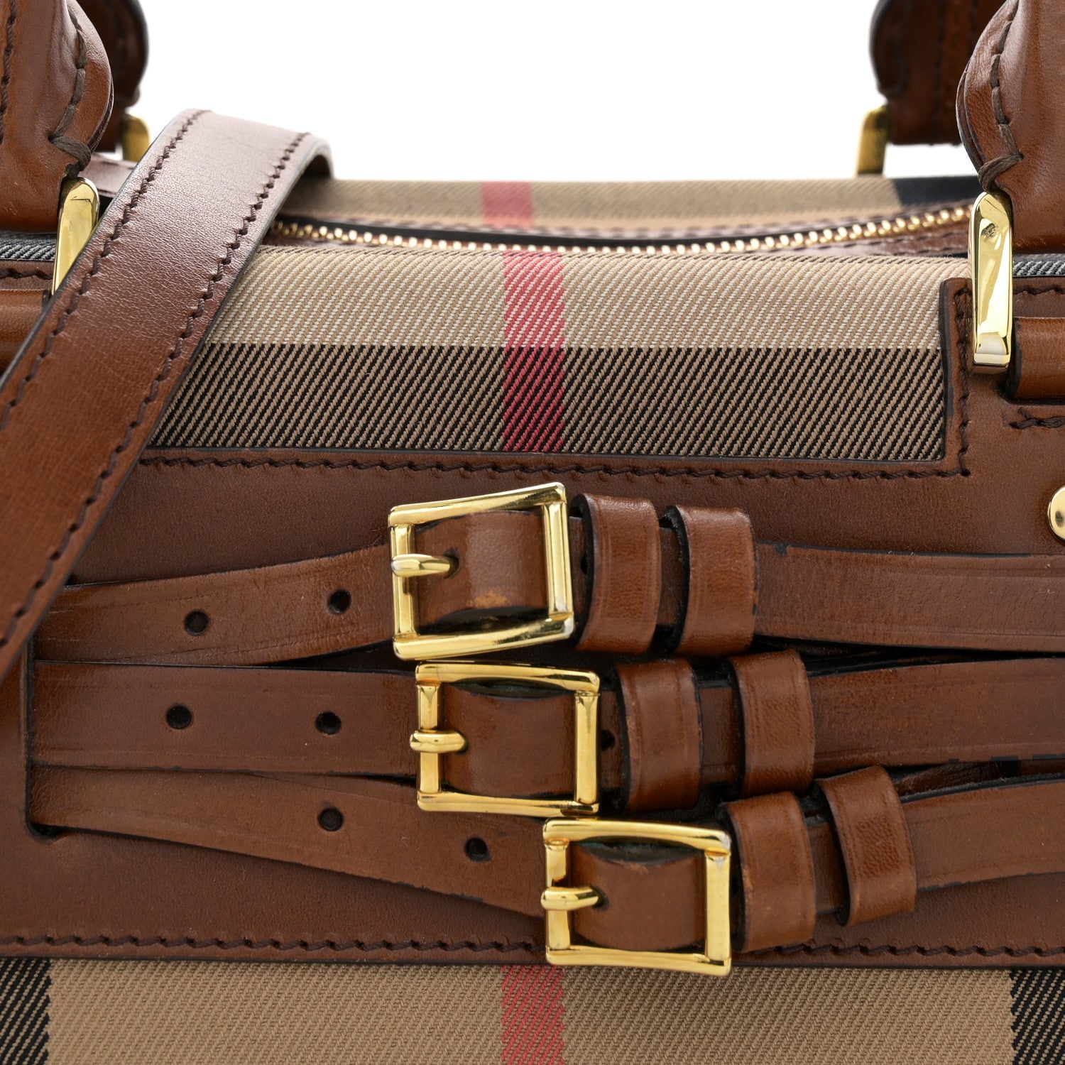 Burberry House Check Bridle Calfskin Medium Alchester Bowling Bag Dark Tan 11 of 18