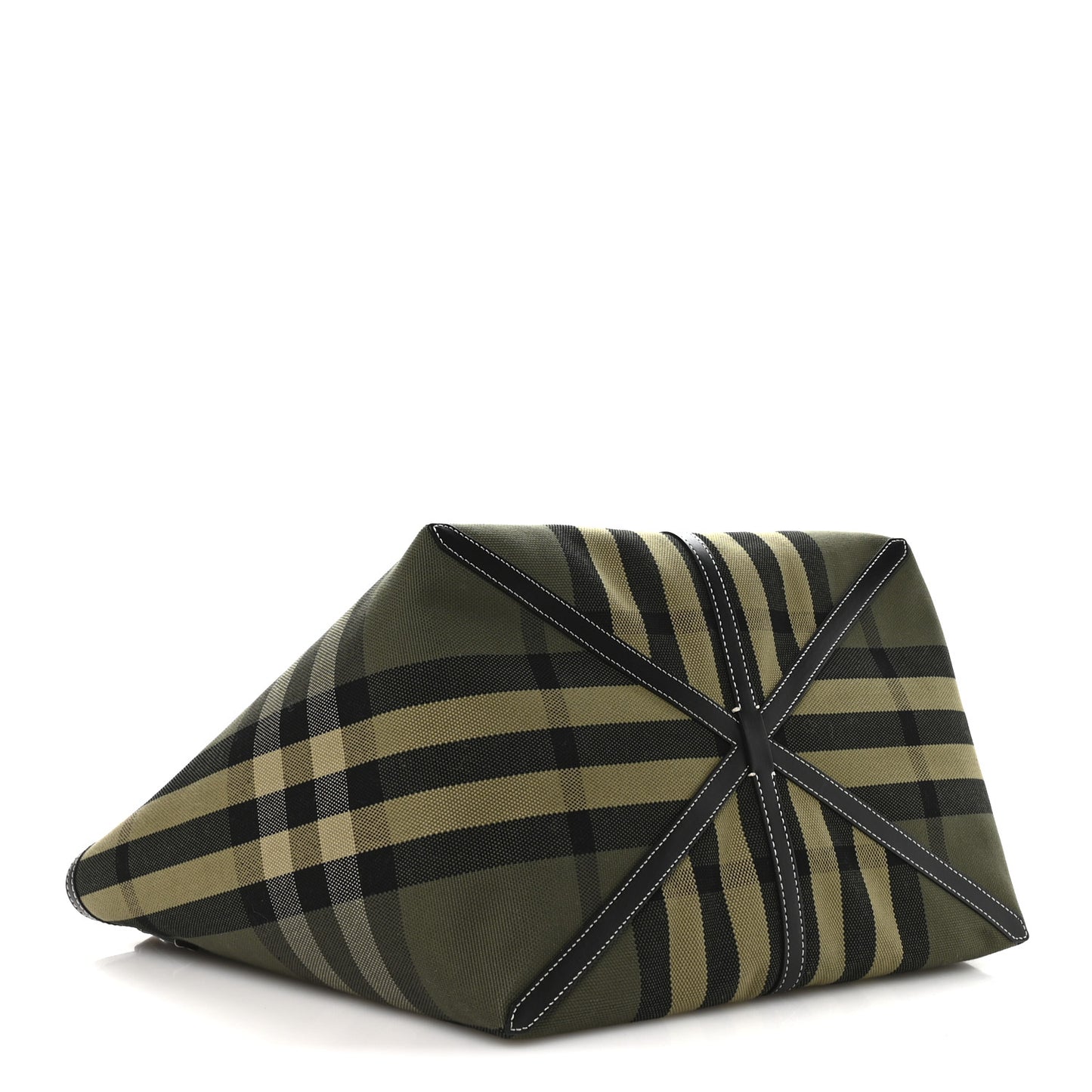 Check Canvas Medium Beach Tote Military Green