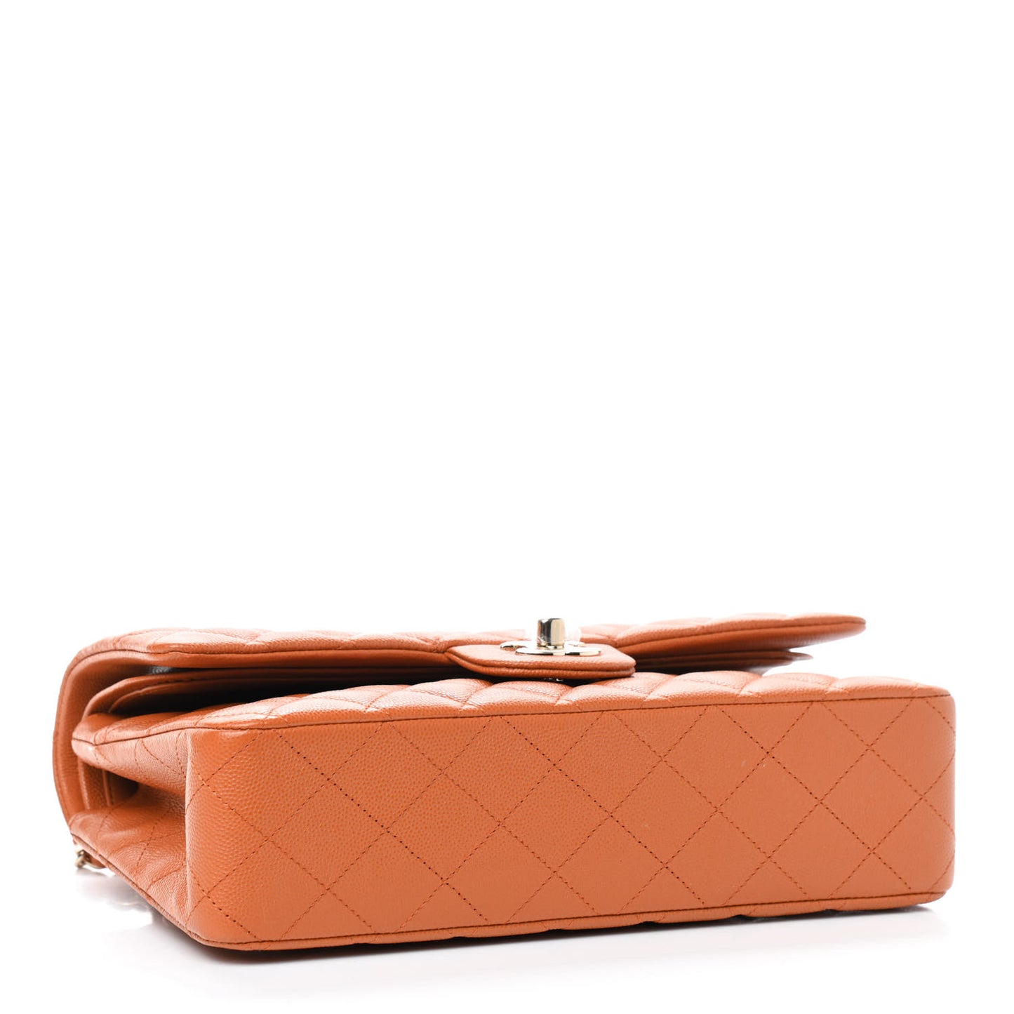 Caviar Quilted Medium Double Flap Light Brown