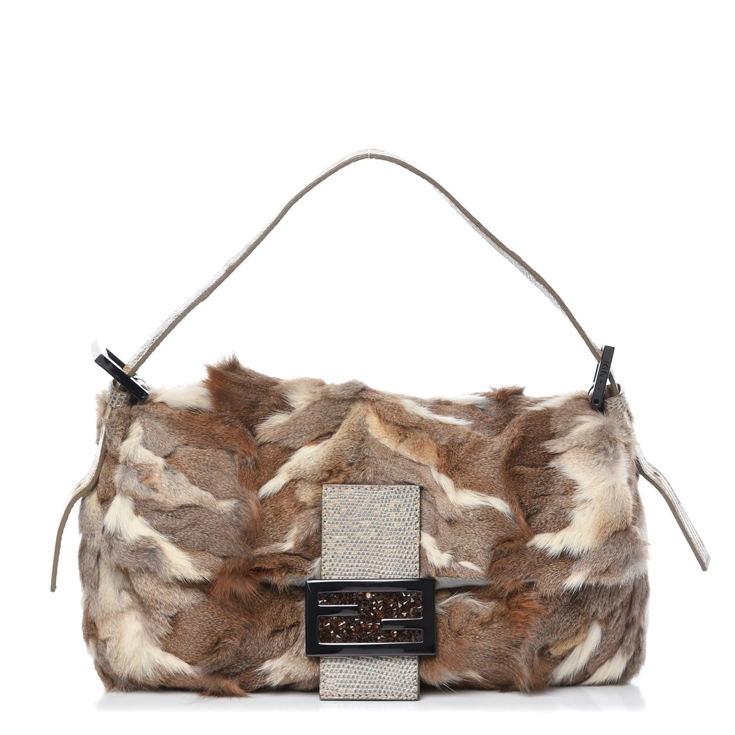 Fendi Rabbit Fur Crystal Baguette 1 of 9