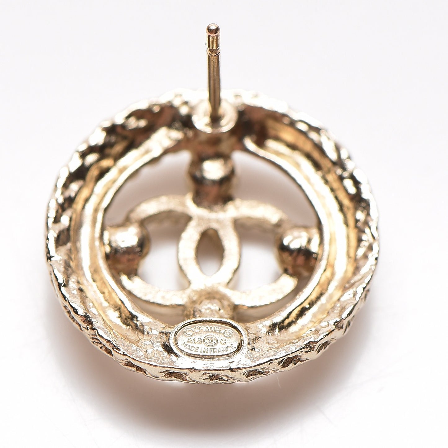 Pearl CC Round Rope Earrings Gold