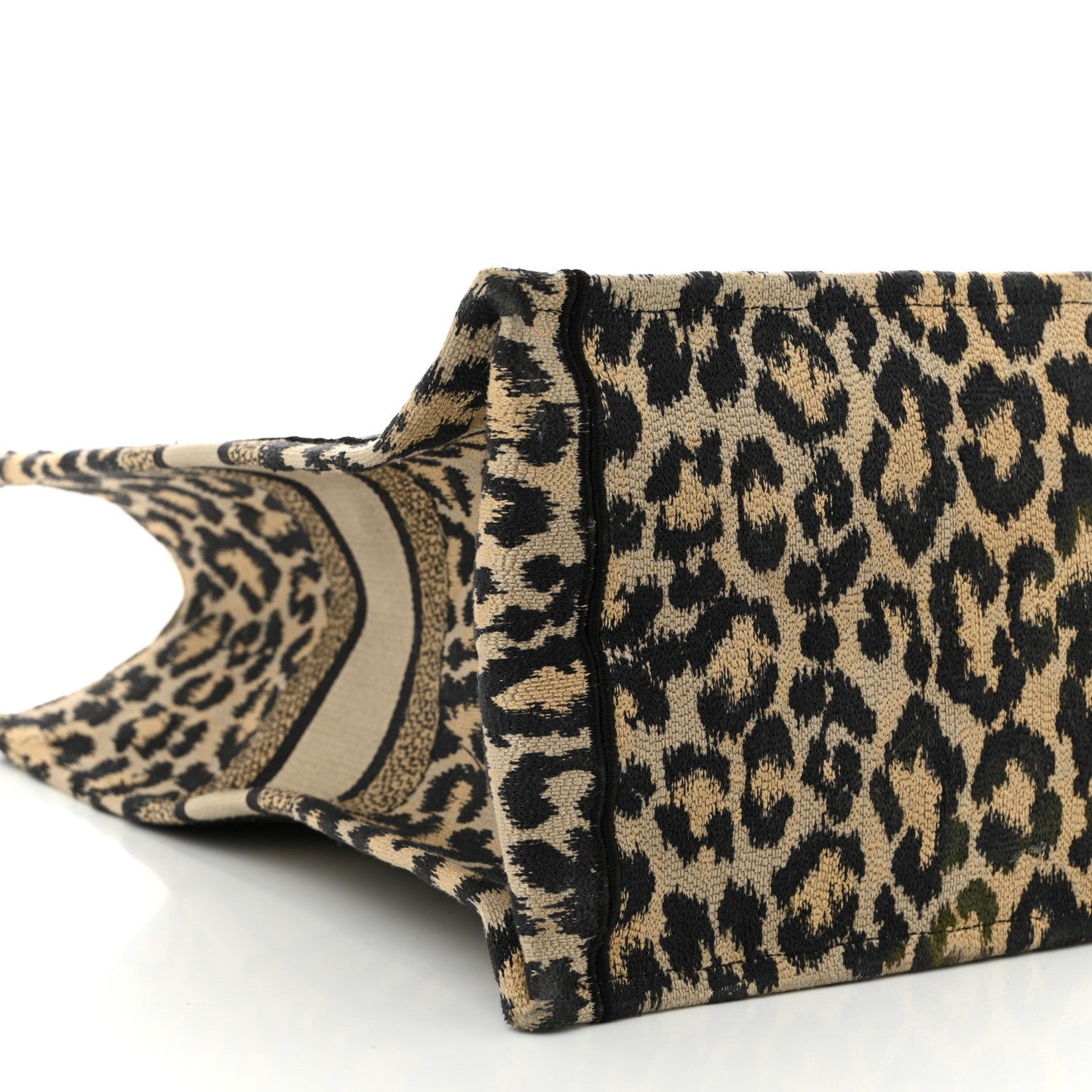 Christian Dior Canvas Mizza Embroidered Large Leopard Book Tote Beige 8 of 9