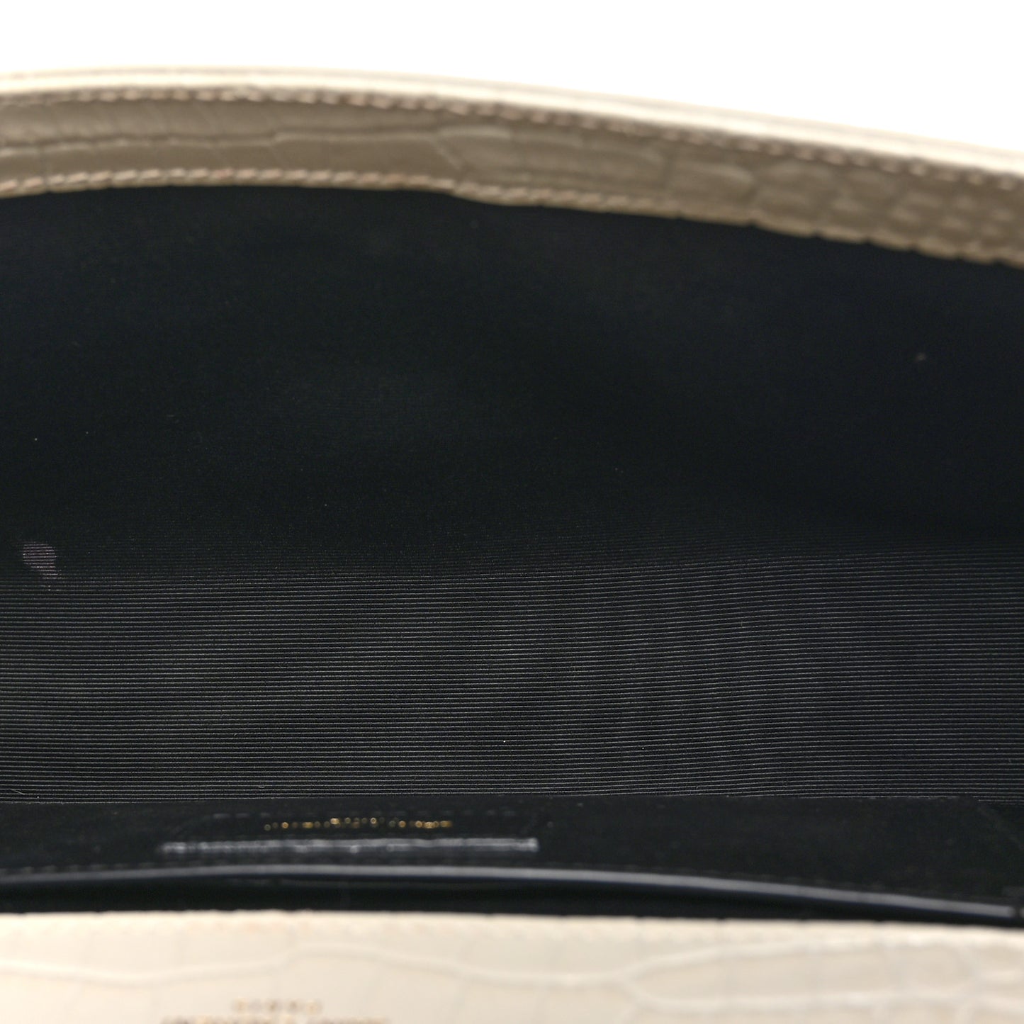 Calfskin Crocodile Embossed Medium Classic Monogram Kate Tassel Satchel Crema Soft