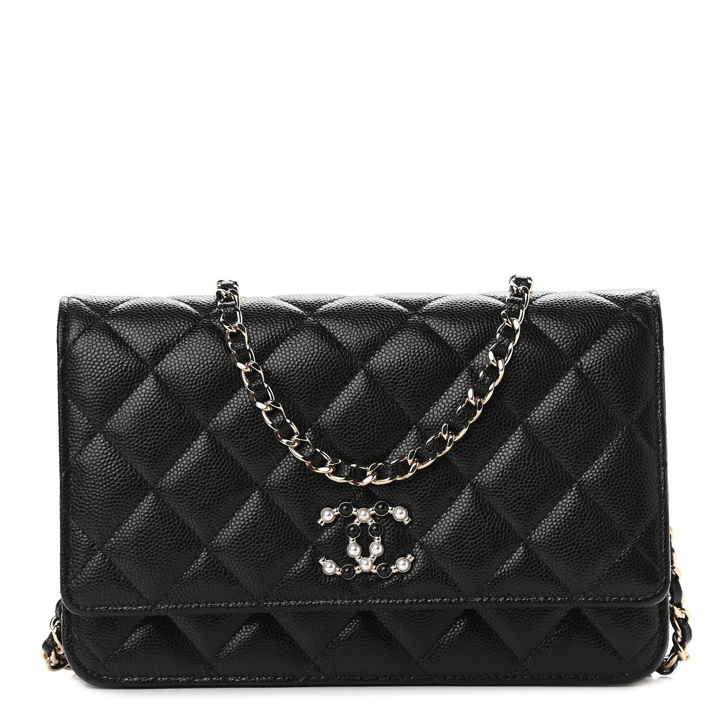 Caviar Quilted Coco Candy Wallet On Chain WOC Black