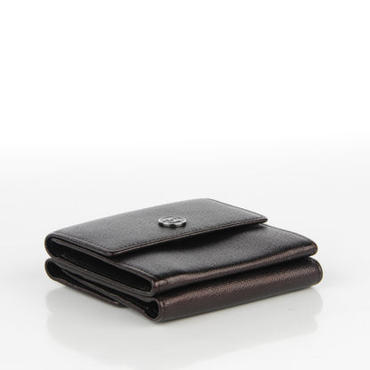 Chanel Grained Calfskin CC Button Compact Wallet Dark Brown 4 of 8