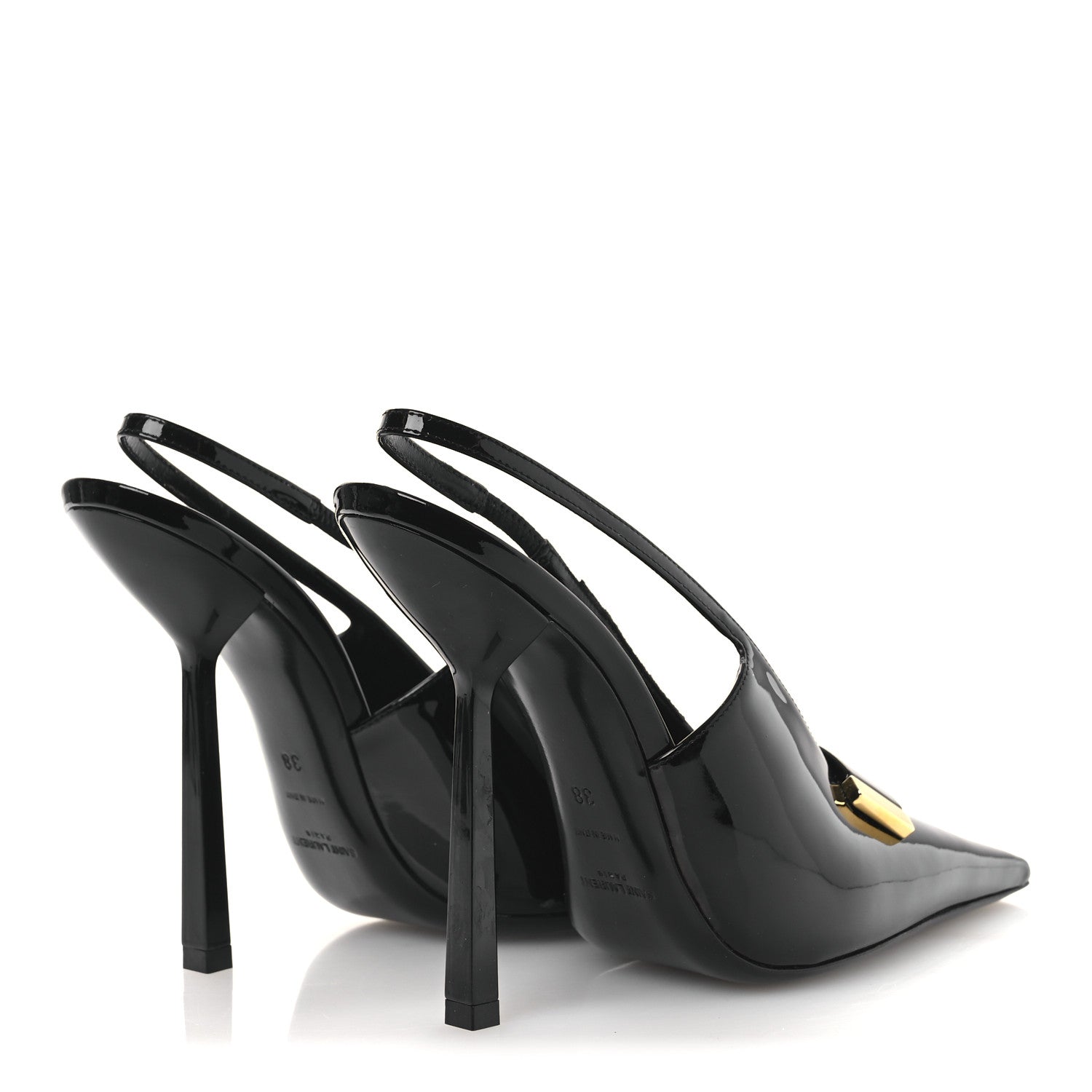 Saint Laurent Vernice Grupy Madame 115mm Slingback Pumps 38 Black 5 of 13