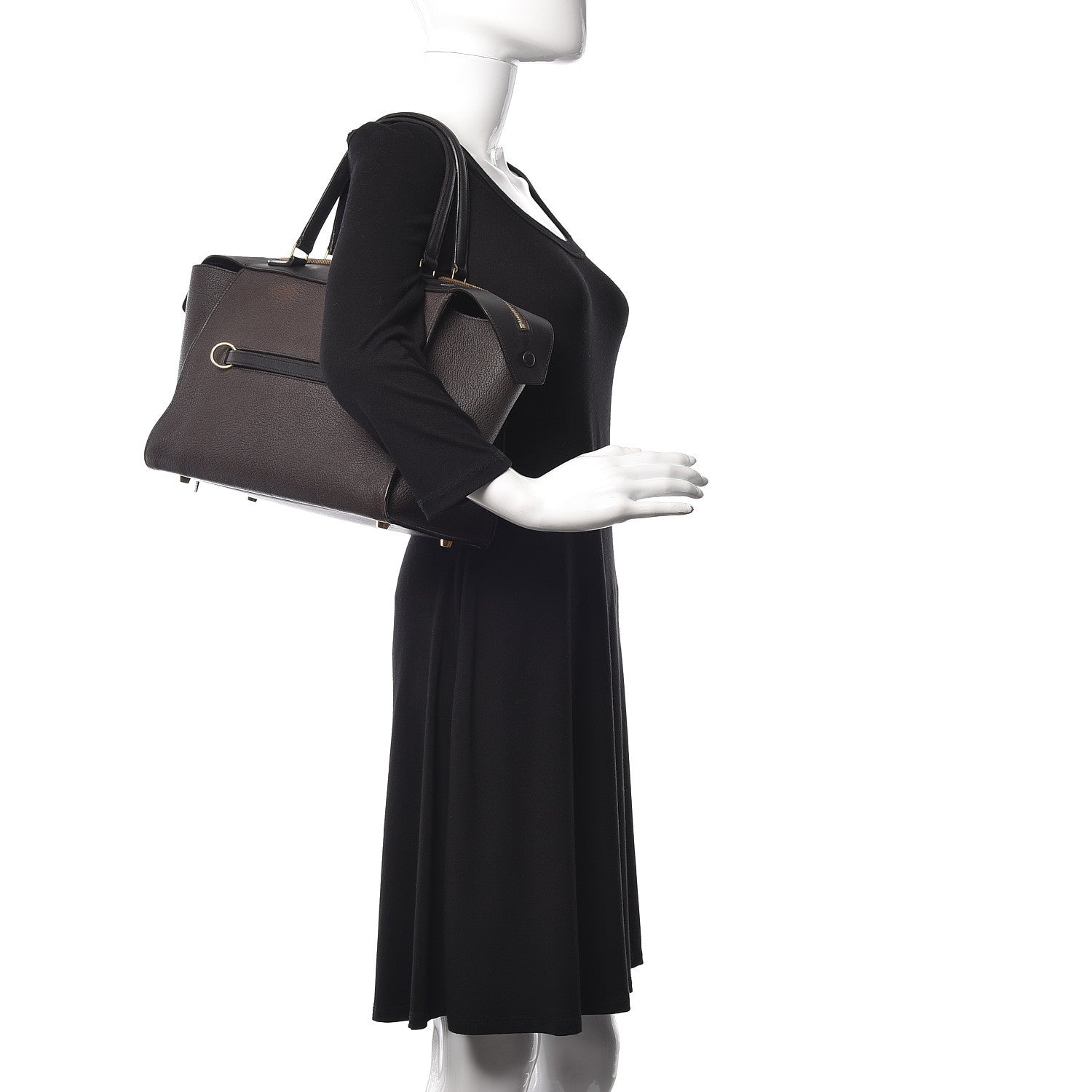 Celine Goatskin Smooth Calfskin Small Ring Bag Dark Taupe 2 of 15