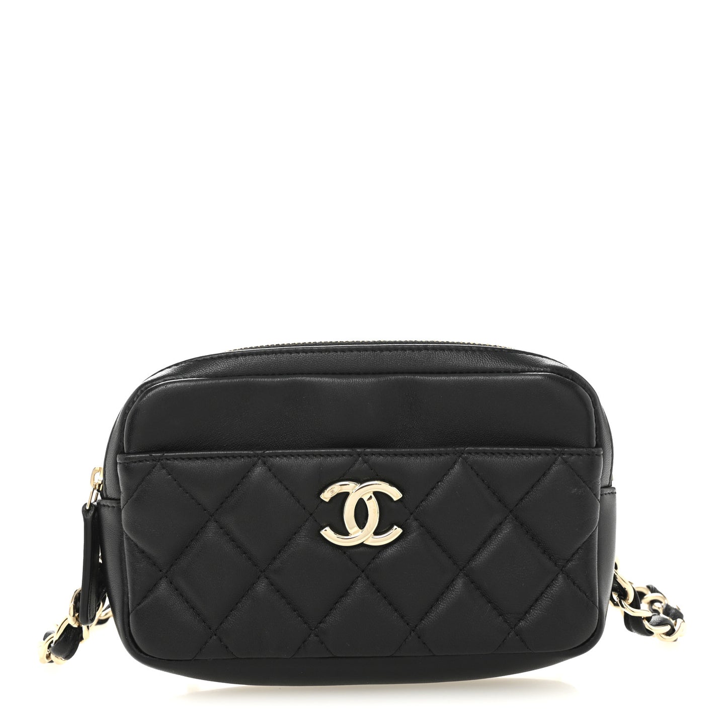 Lambskin Quilted Waist Bag Black