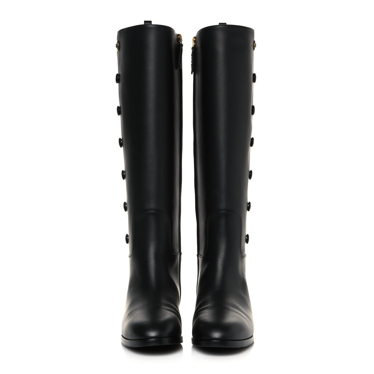 Calfskin Buttons Lifford Knee High Boots 38.5 Black