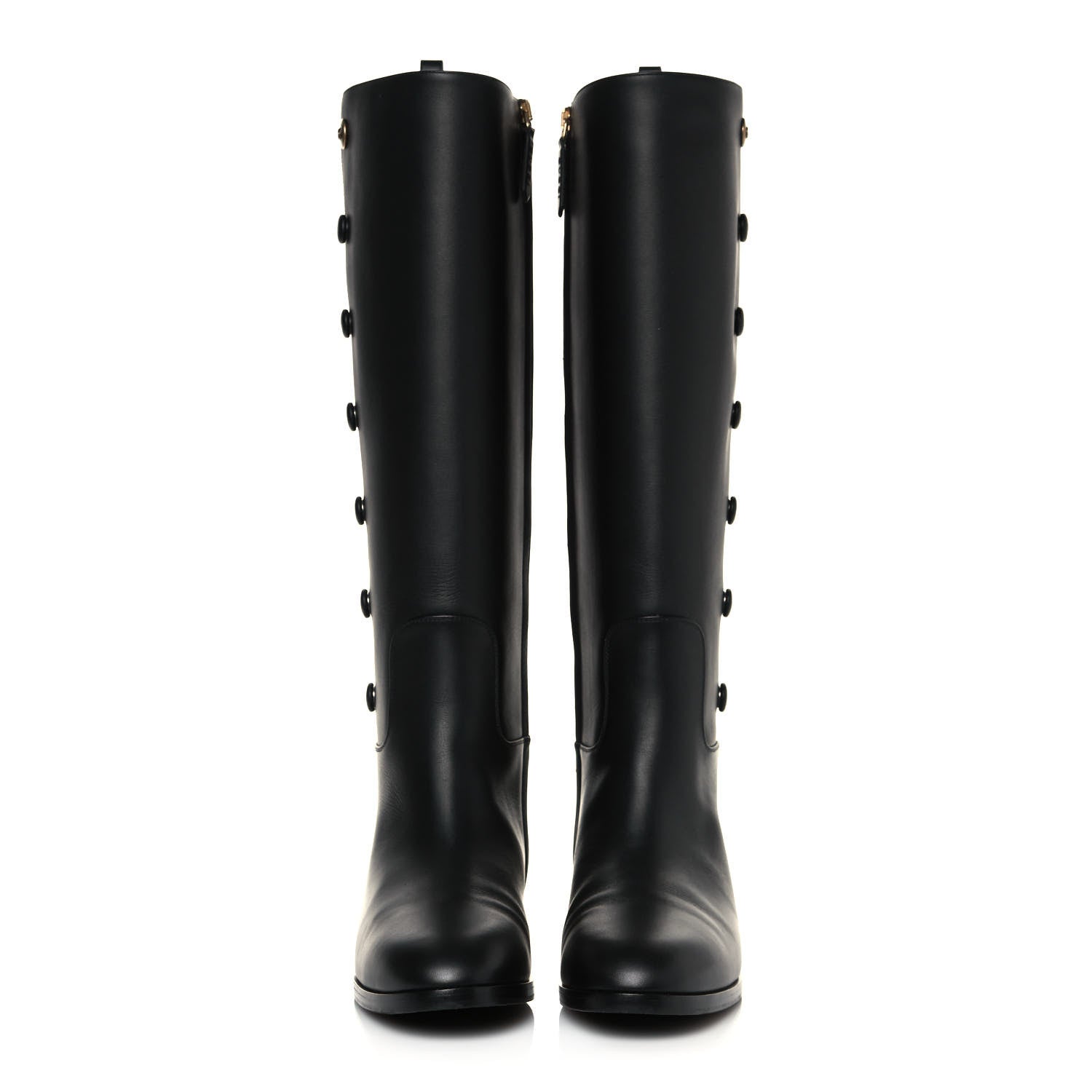 Gucci Calfskin Buttons Lifford Knee High Boots 38.5 Black 2 of 8