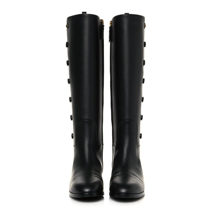 Gucci Calfskin Buttons Lifford Knee High Boots 38.5 Black 2 of 8