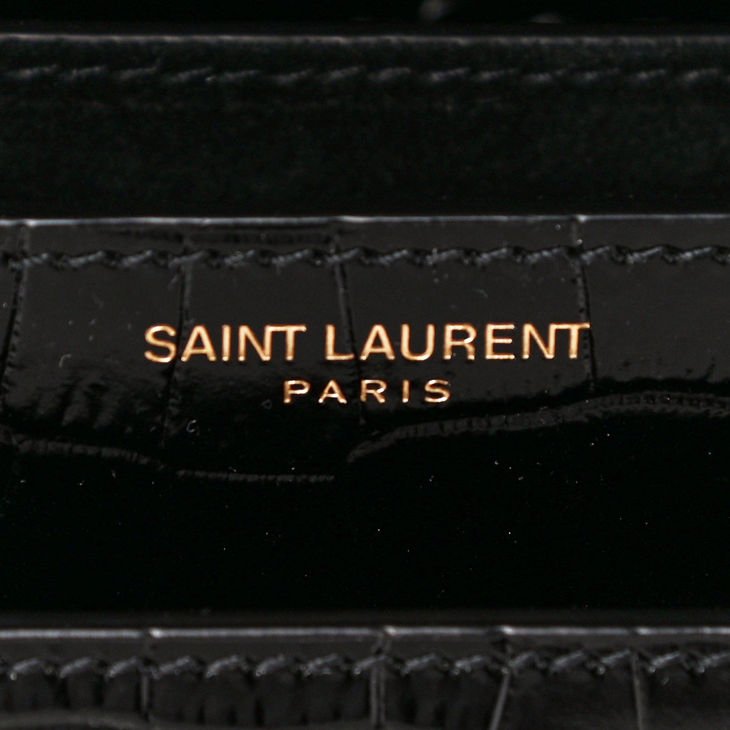 Calfskin Crocodile Embossed Medium Monogram Sunset Black