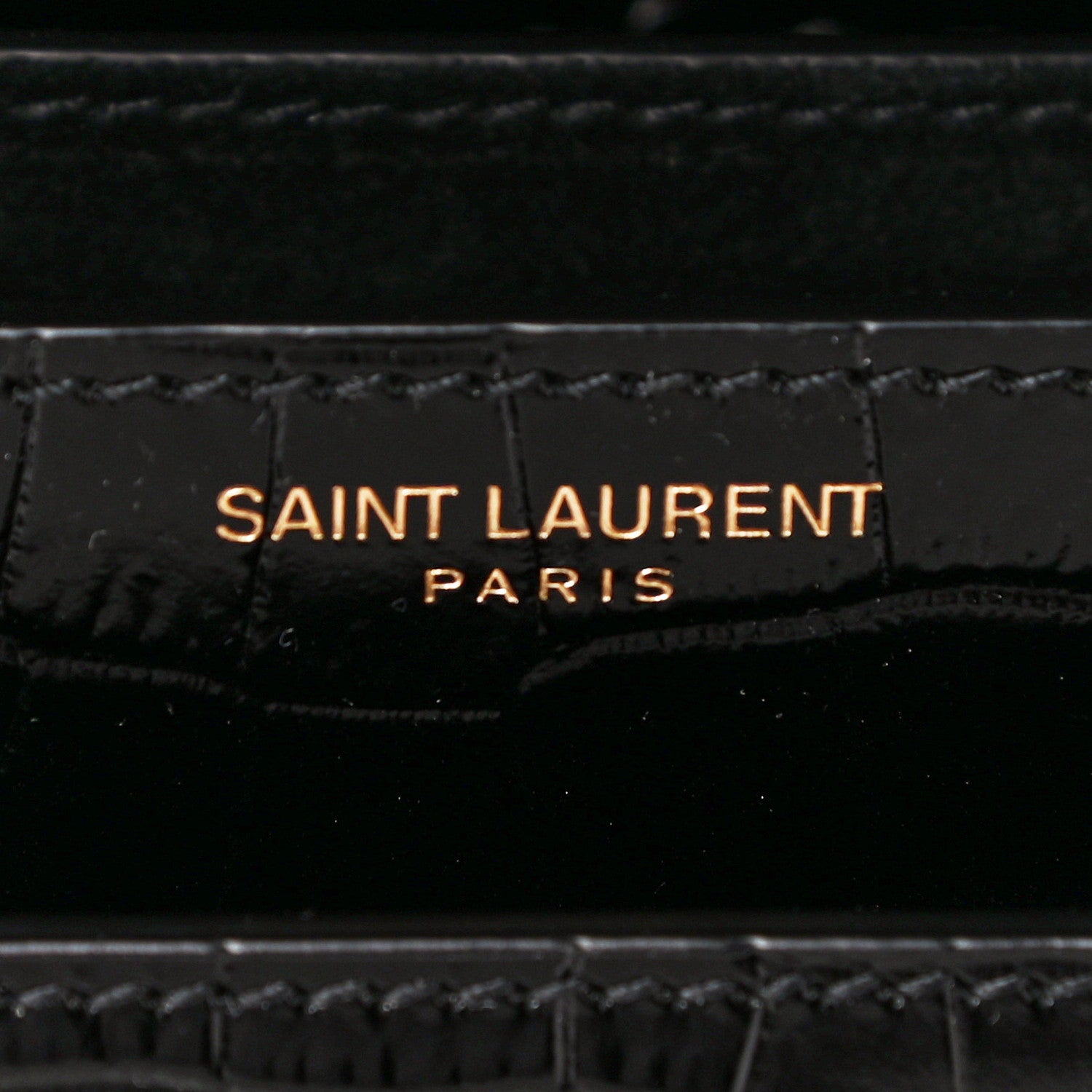 Saint Laurent Calfskin Crocodile Embossed Medium Monogram Sunset Black 6 of 10
