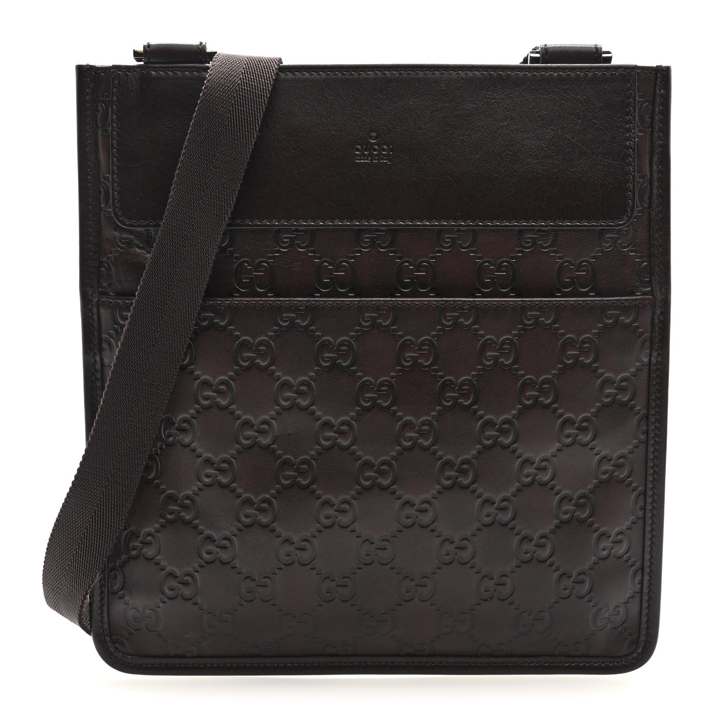 Guccissima Medium Flat Messenger Bag Dark Brown