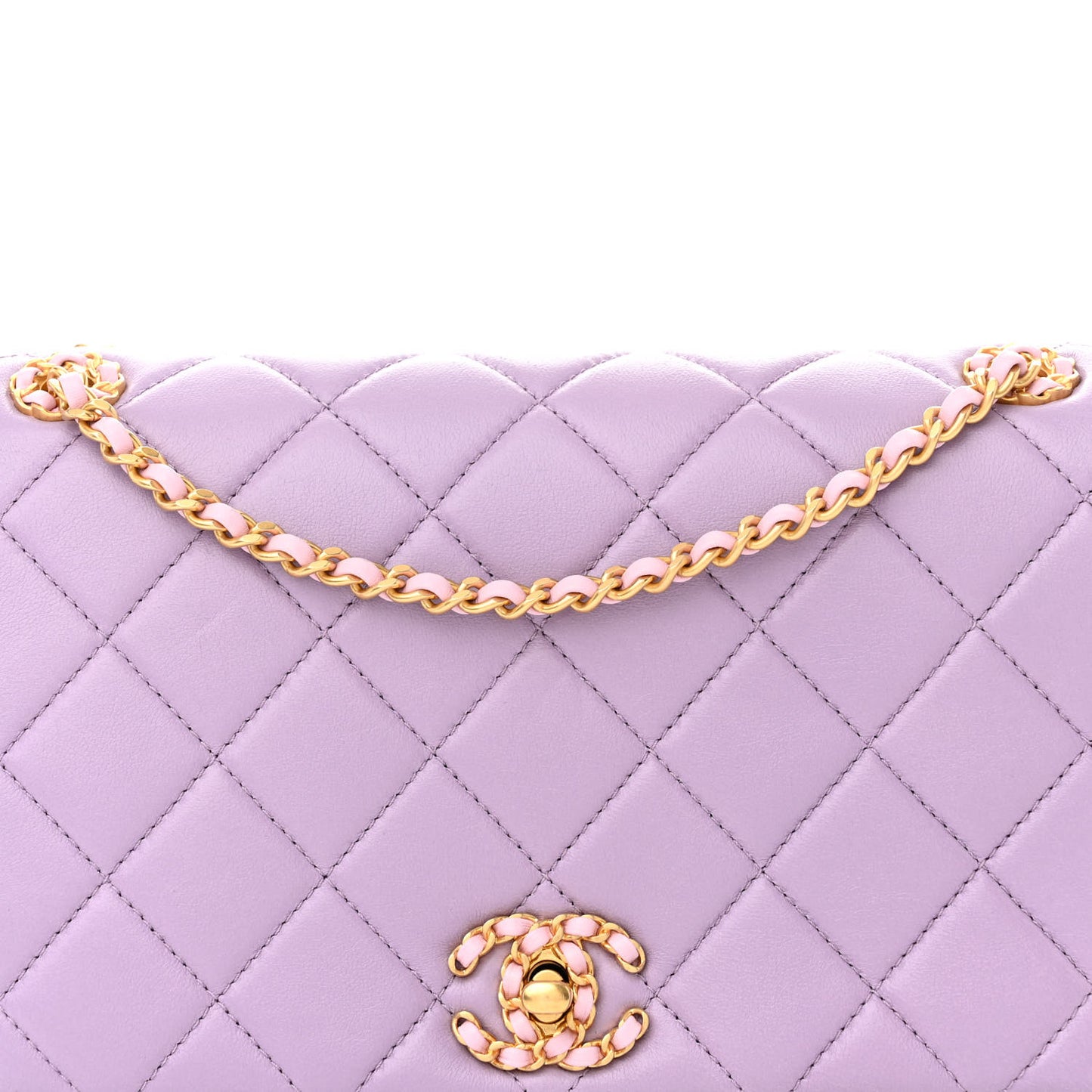 Lambskin Quilted Braided CC Flap Lilac