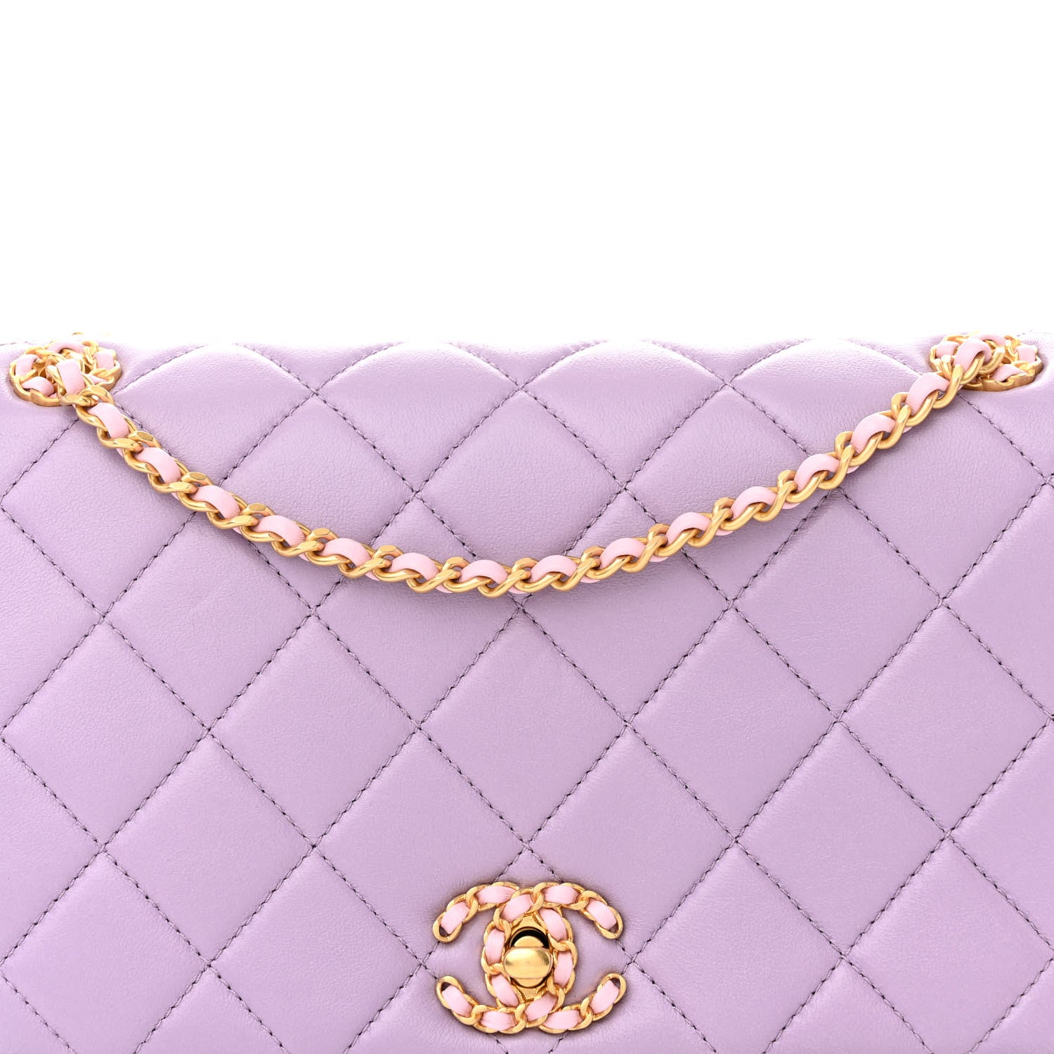 Chanel Lambskin Quilted Braided CC Flap Lilac 8 of 10