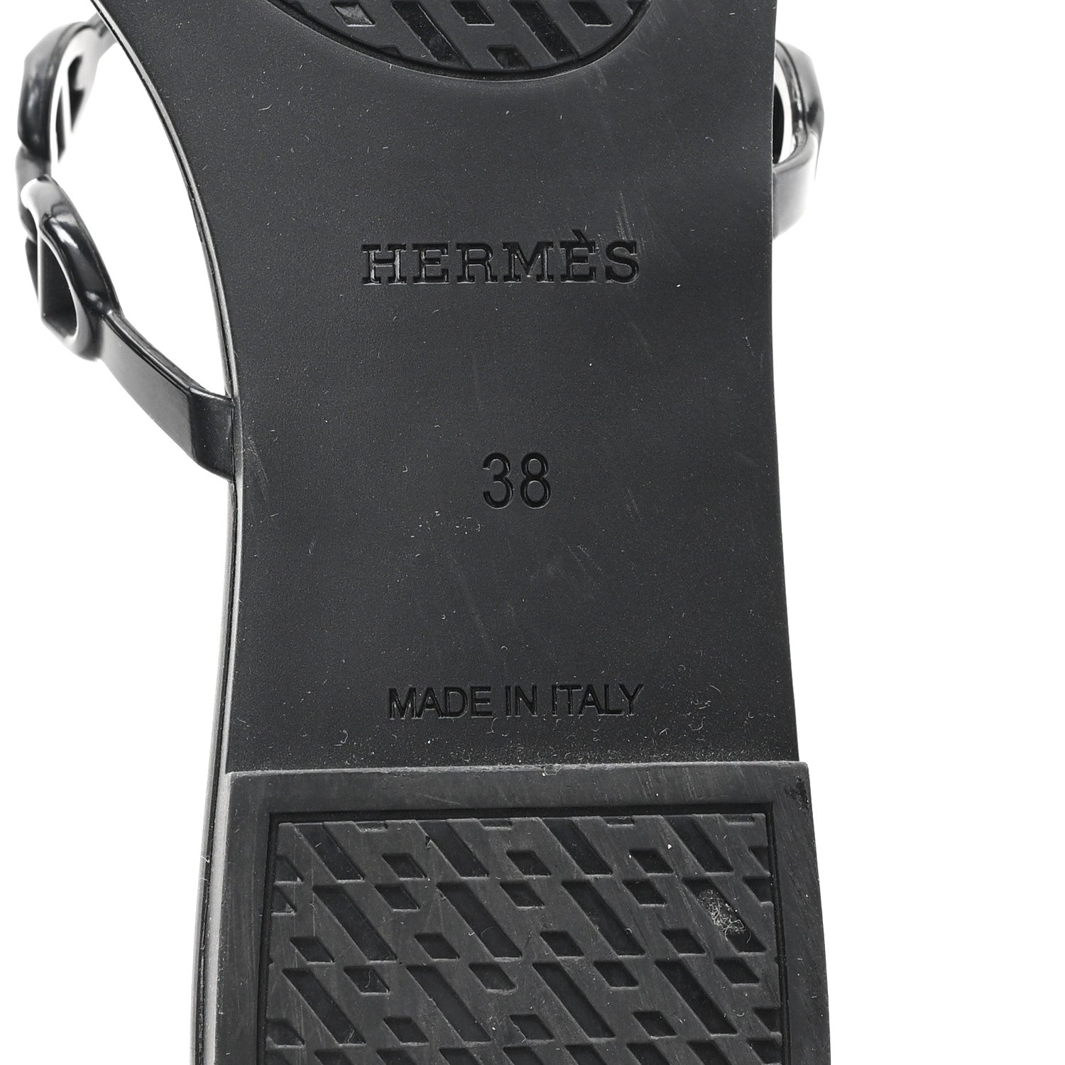 Hermes Rubber Chaine d'Ancre Rivage Sandals 38 Black 1752480