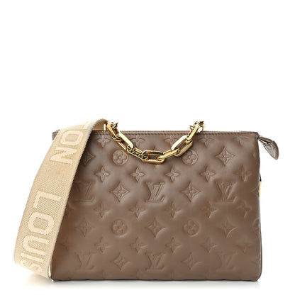 Louis Vuitton Lambskin Embossed Monogram Coussin PM Taupe 1 of 11