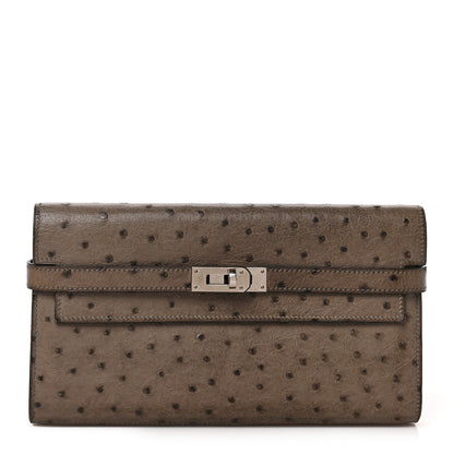 Hermes Ostrich Kelly Longue Wallet Gris Tourterelle 1 of 6