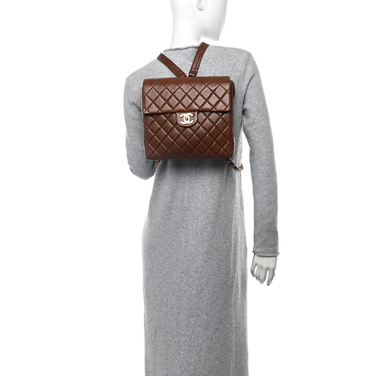 Chanel Lambskin Quilted Backpack Brown 2 of 10