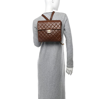 Chanel Lambskin Quilted Backpack Brown 2 of 10