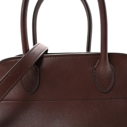 The Row Polished Saddle Calfskin Soft Margaux 10 Bag Dark Brown 7 of 9
