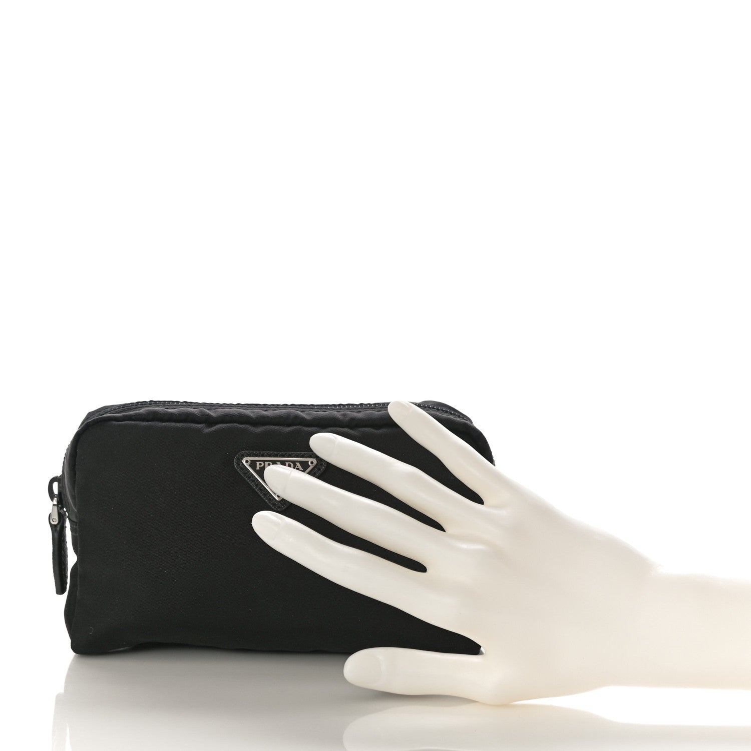 Prada Tessuto Nylon Saffiano Pouch Black 2 of 9