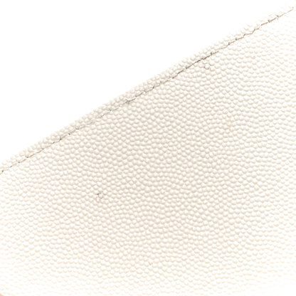 Saint Laurent Grain De Poudre Matelasse Chevron Monogram Chain Wallet White 10 of 20