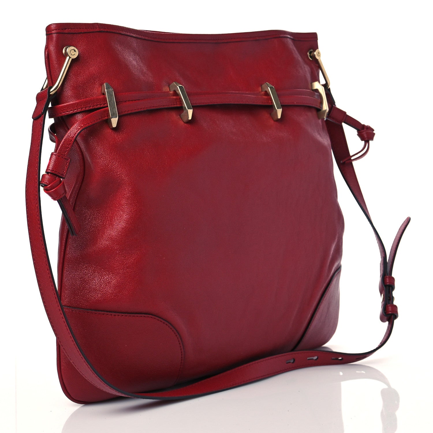 Gucci Sakai Be Green Calfskin Horsebit 1955 Cinch Top Messenger Bag New Cherry Red 3 of 11