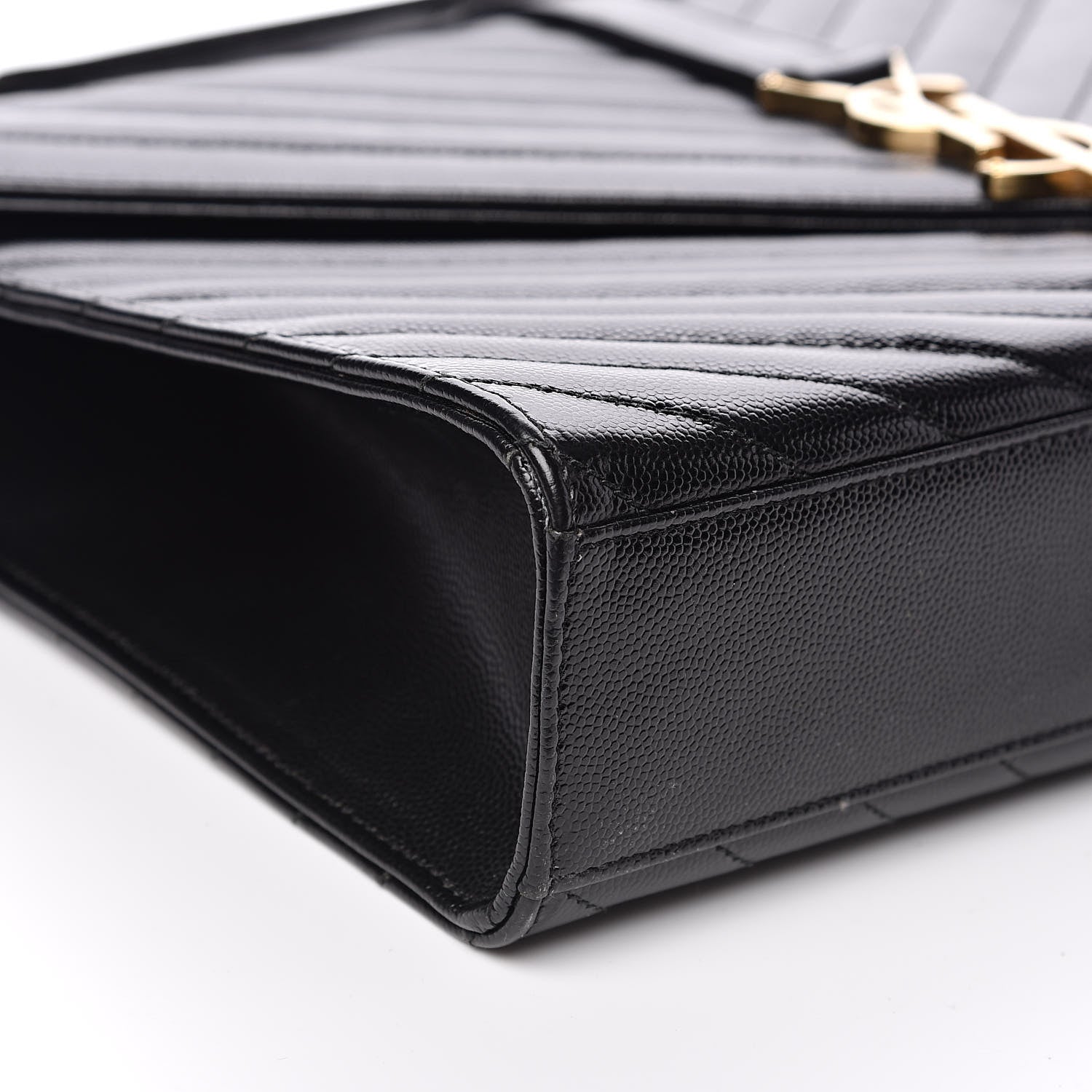 Saint Laurent Grain De Poudre Matelasse Chevron Large Monogram Satchel Black 8 of 9