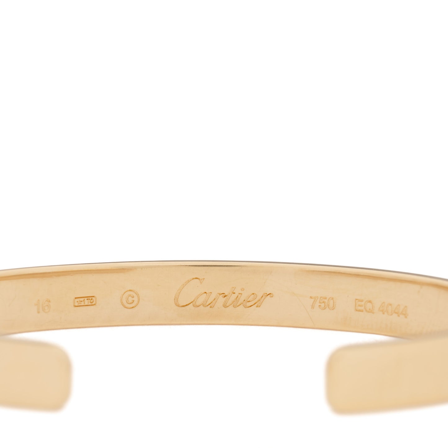 18K Yellow Gold LOVE Cuff Bracelet 16